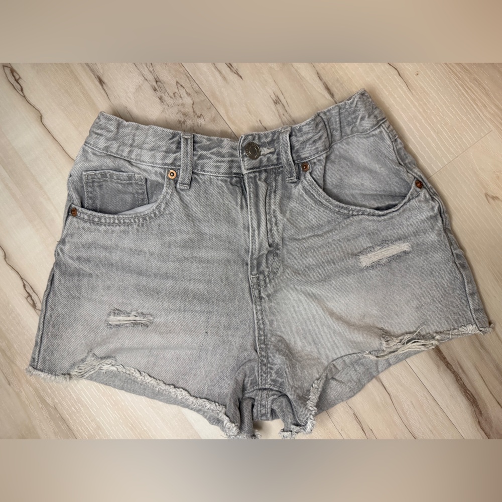 Zara kids Grey Distressed Denim Shorts size 12 13